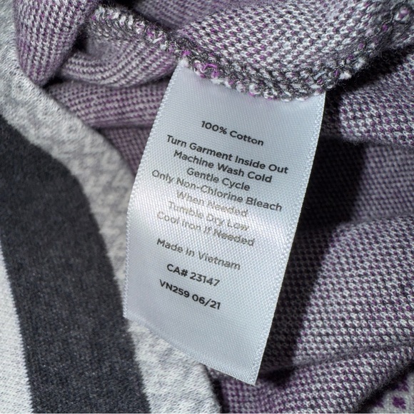 T By Talbots Sweater Women's XL Purple Gray Striped Sweatshirt Pullover Cotton - Picture 8 of 8